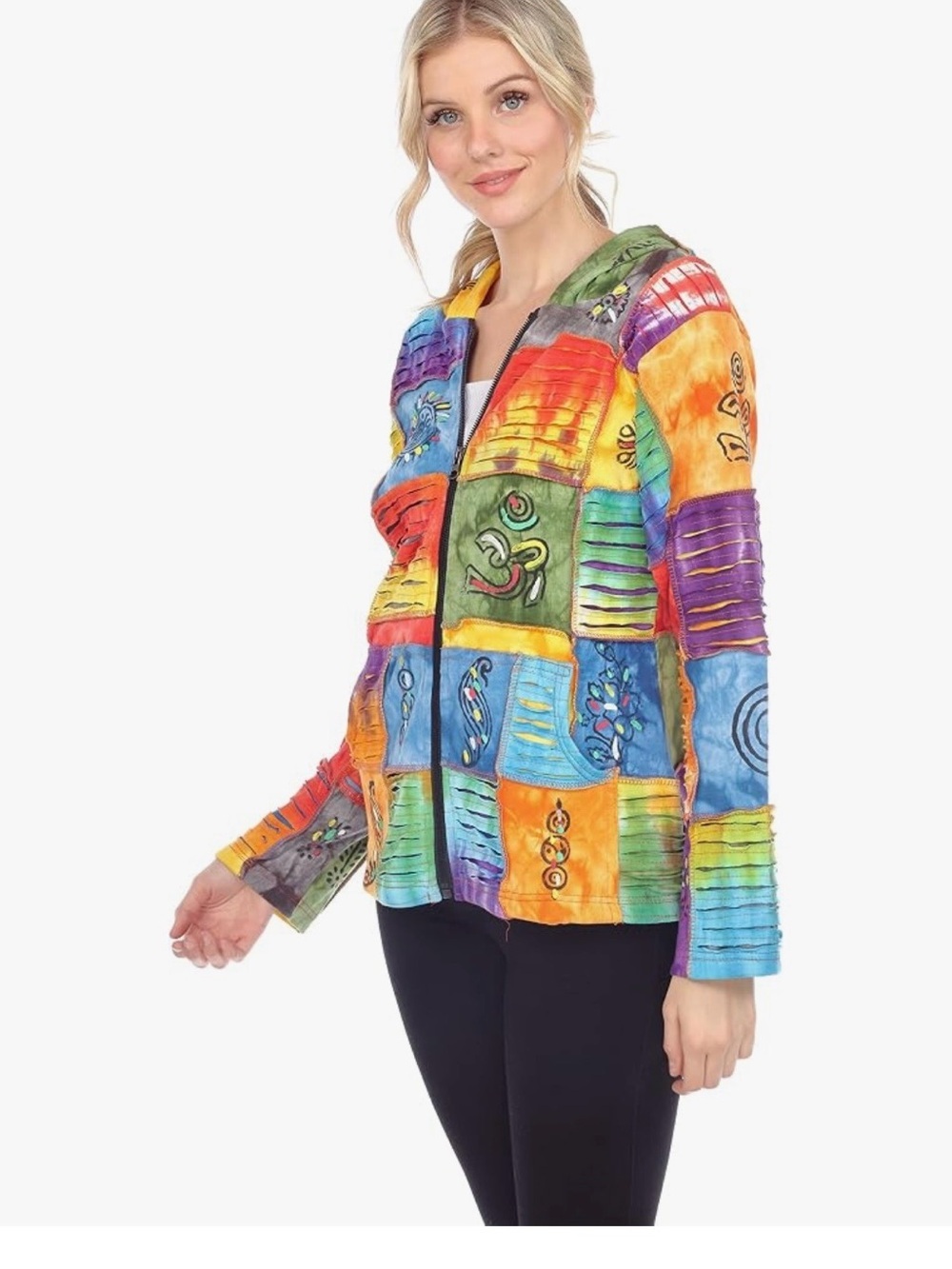 Rising International Multicolor Patchwork Hooded Utility Jacket